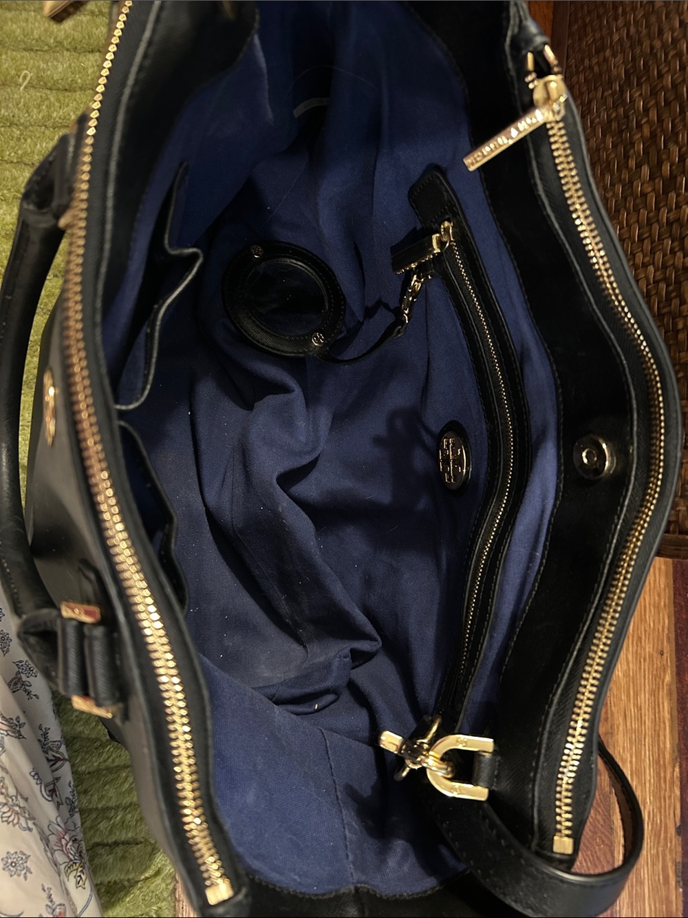 Tory Burch Black Leather Tote with Gold Hardware - Picture 7 of 7